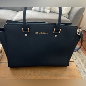 New Women Michael Kors Bags Michael Kors Selma Satchel Navy
